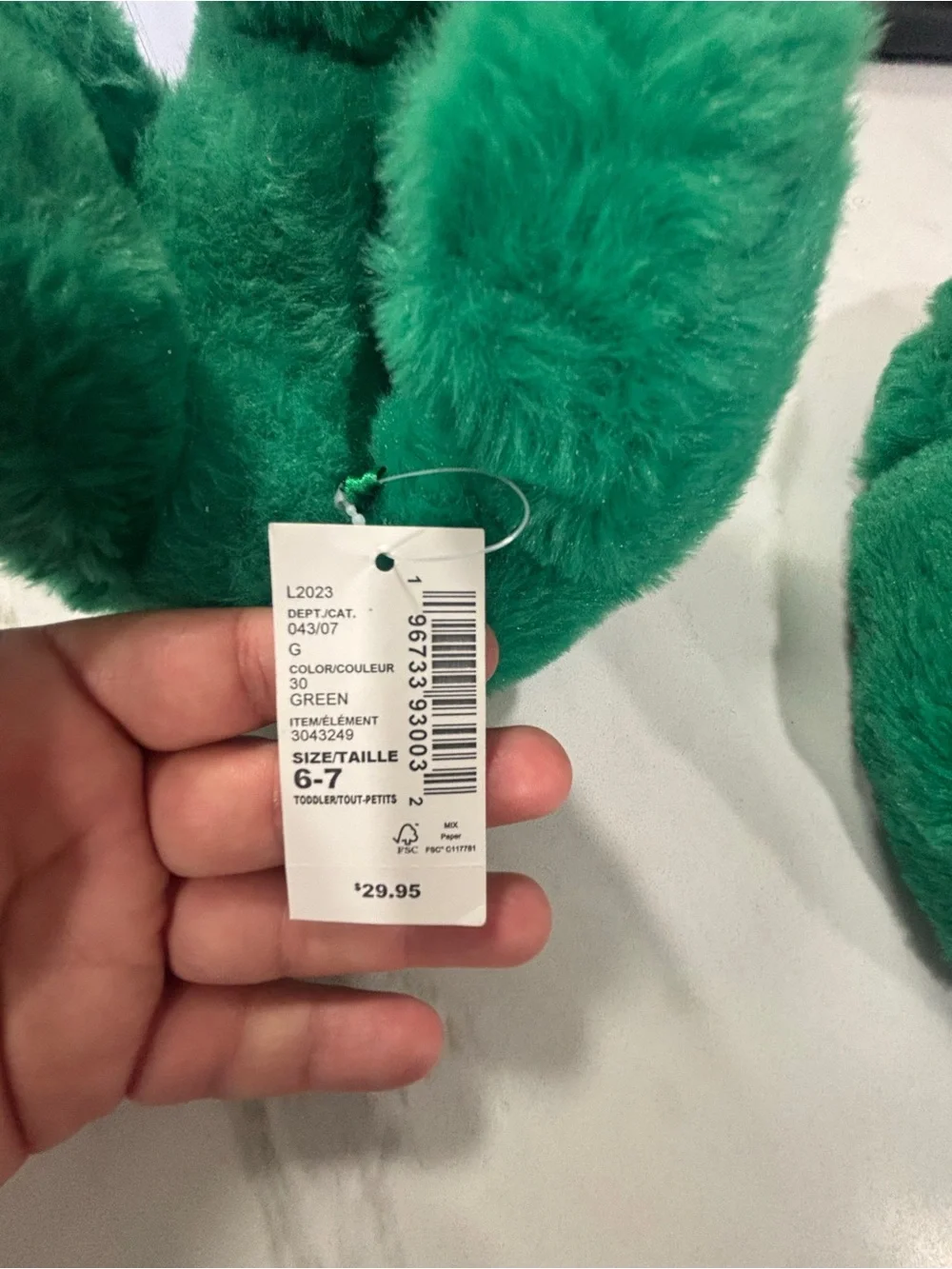NWT The Children’s Place Toddler Green Dinosaur Plush 3D Slippers Size 6-7